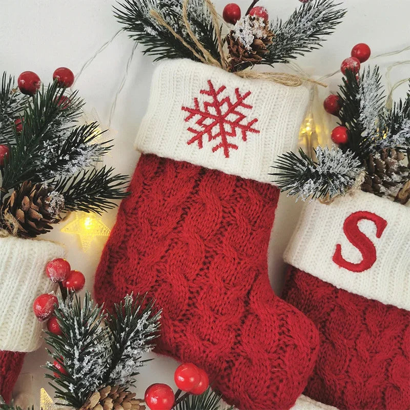 Letters Christmas Stocking New Knitting Christmas Tree Pendant