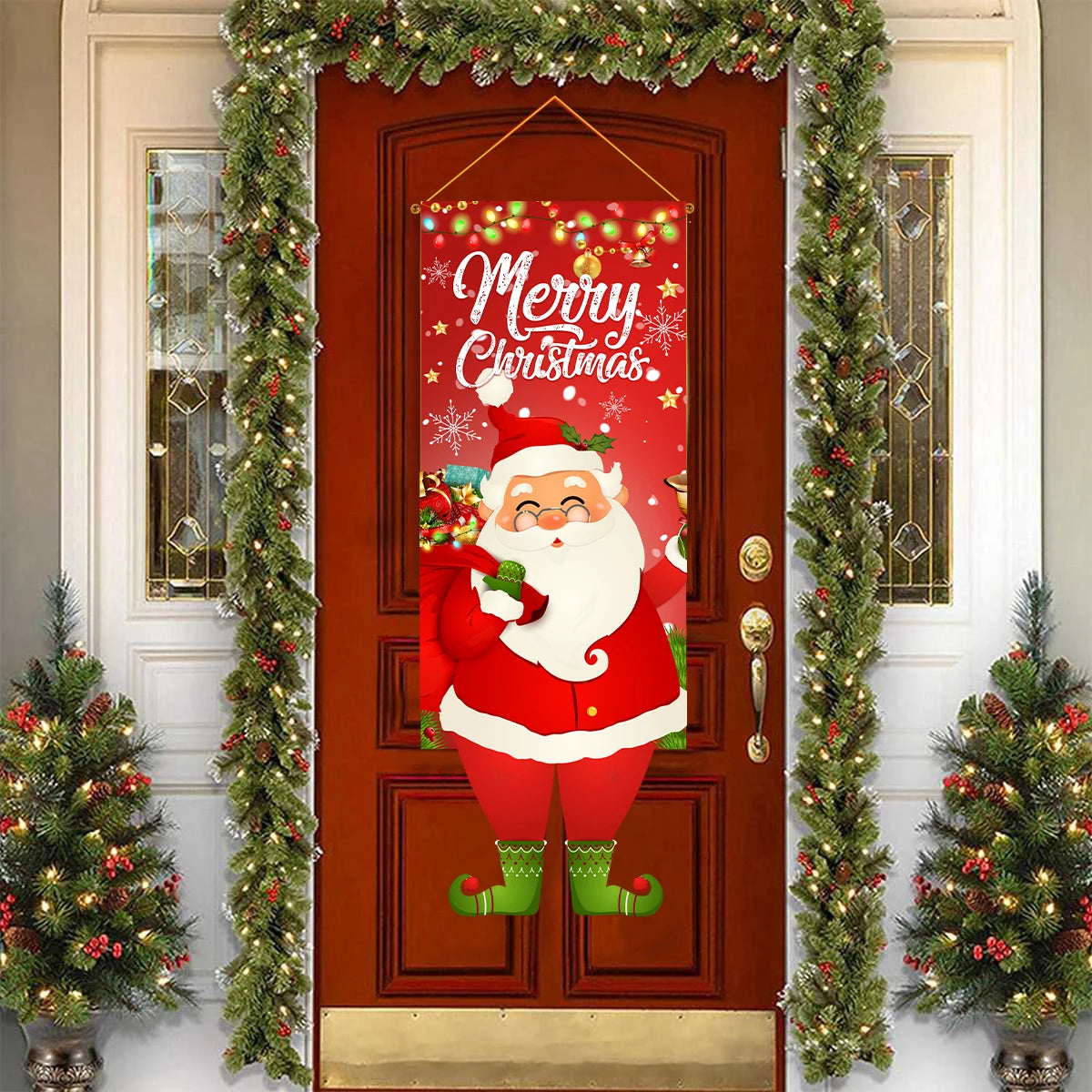 Christmas Hanging Flag Decoration Merry Cristmas Decor for Home 2024