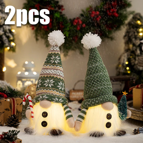 Glowing Knitted Gnome Doll with Led Night Light Christmas Decorations