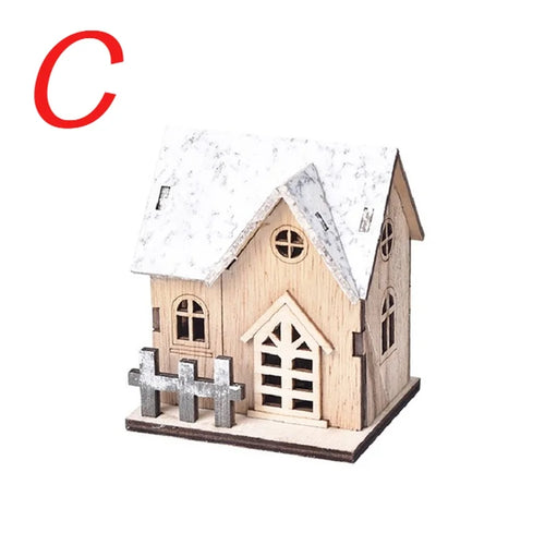 Christmas LED Light Wooden House Luminous Cabin Merry Christmas