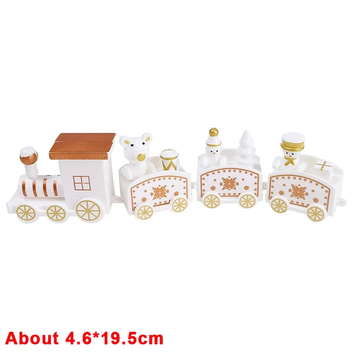 Wooden Train Christmas Ornaments Santa Cake Decoration Merry Christmas