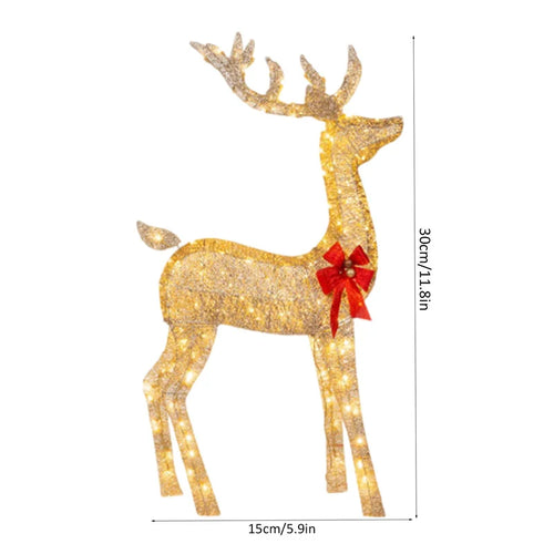 1-3Pcs Acrylic Elk Deer LED Light Reindeer Family Decor Lighted Deer