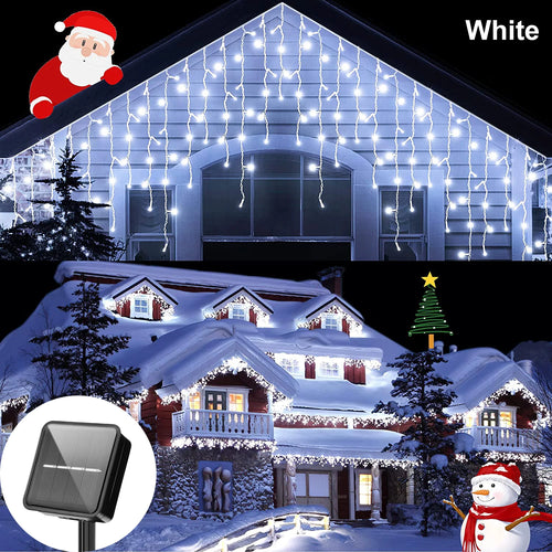 3.5M/7.5M Solar Curtain Icicle Light Outdoor Eaves Decor String Lights