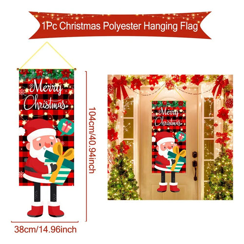 Christmas Hanging Flag Decoration Merry Cristmas Decor for Home 2024