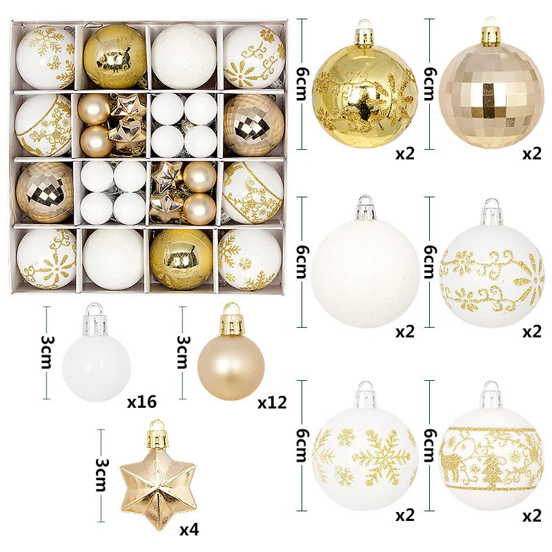 Christmas Ball Ornament Set Big Xmas Tree Hanging Pendant Snowflake