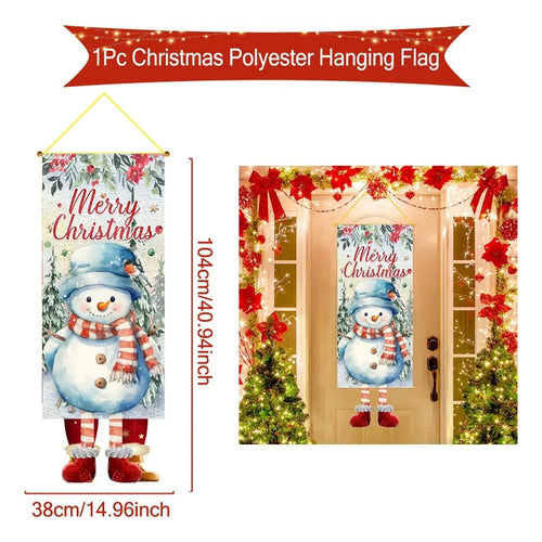 Christmas Hanging Flag Decoration Merry Cristmas Decor for Home 2024