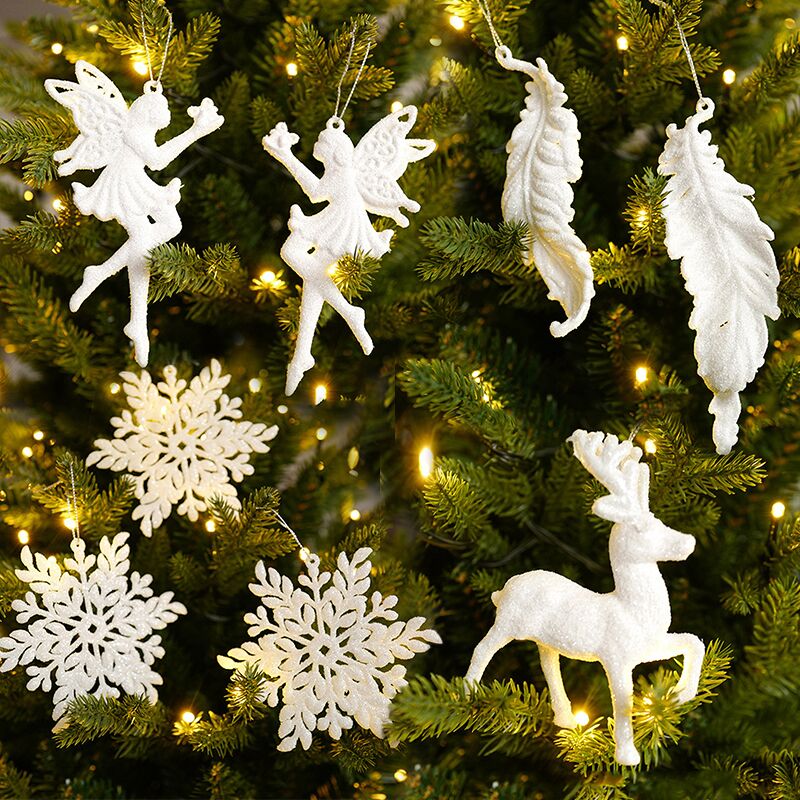 Xmas Tree Pendants Snowflake Angel Deer Hanging Ornaments Christmas