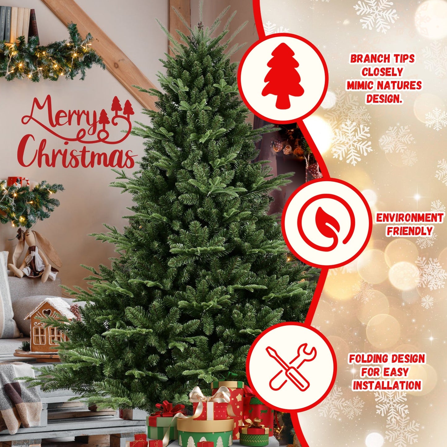 8FT Christmas Tree Simulate Nature Advanced Materials Premium Hinged